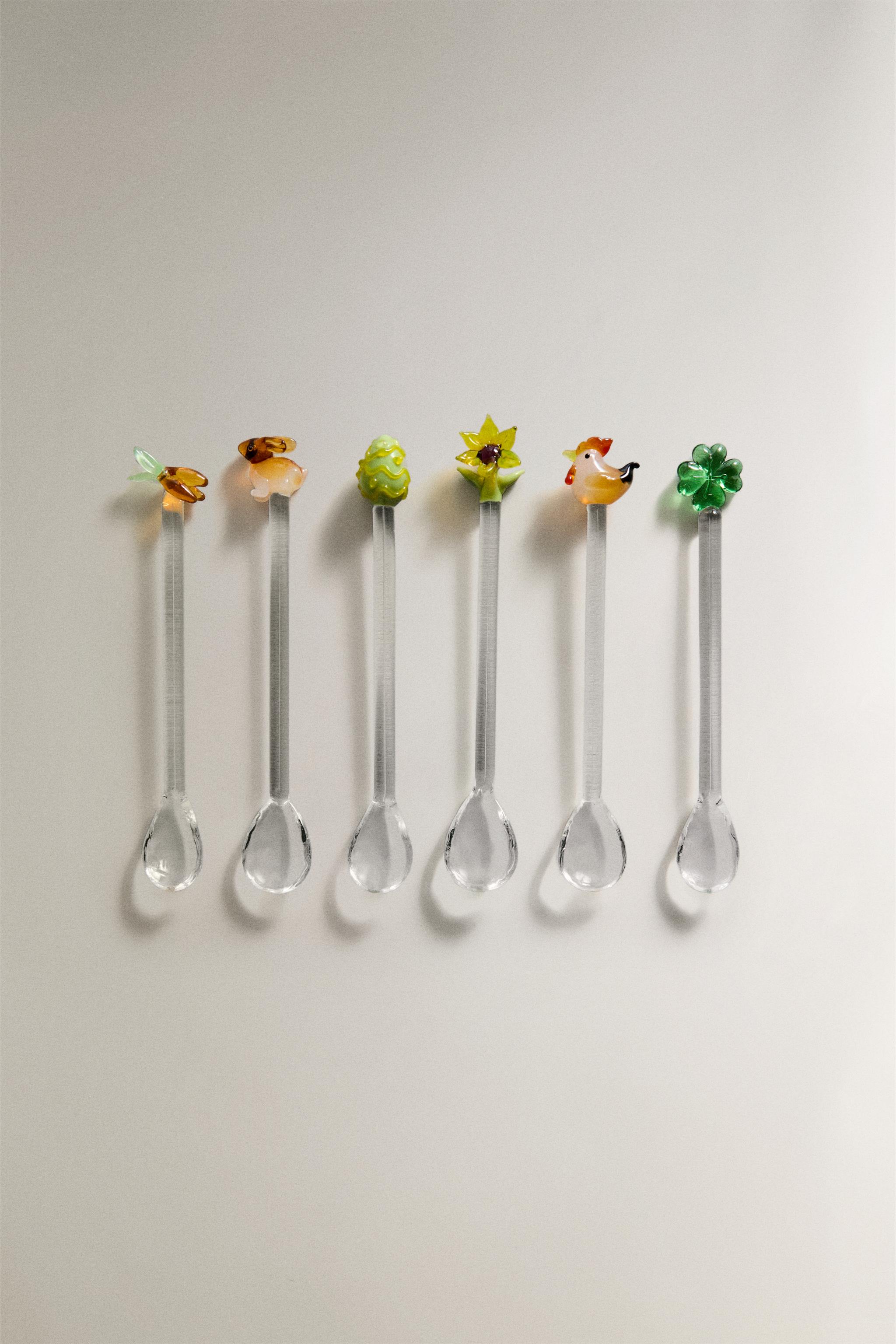 LOT PETITES CUILLÈRES VERRE PÂQUES (LOT DE 6)